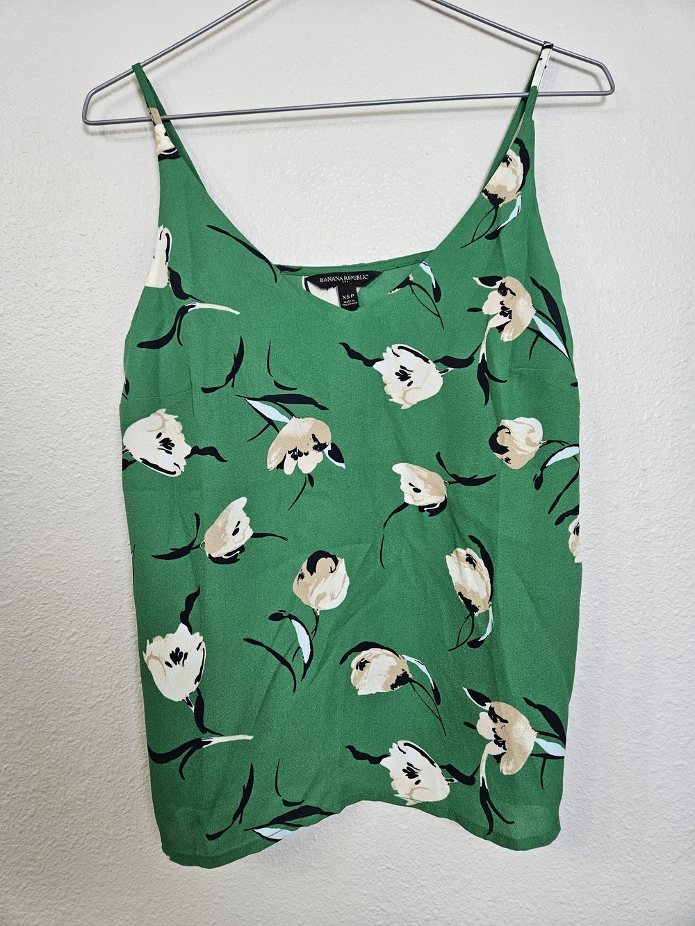 Banana Republic Green Floral Spaghetti Strap Cami